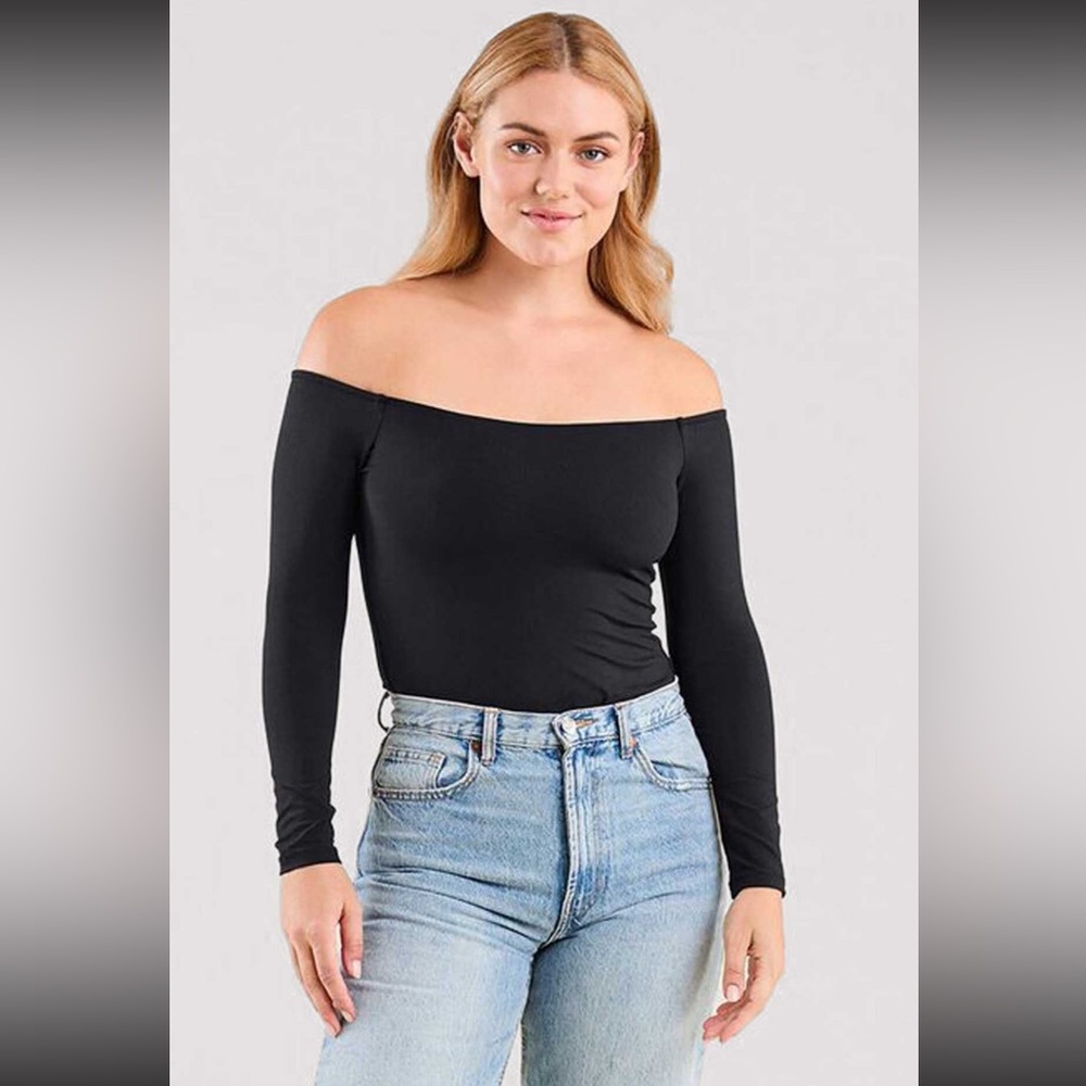 Nuuds - Black Off-Shoulder Bodysuit - Size: L